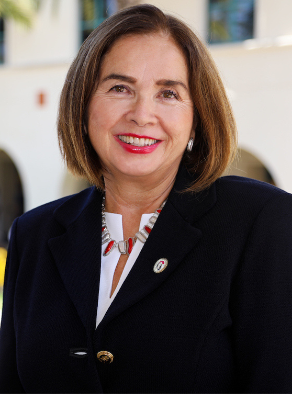 A portrait photo of San Diego State University President Adela de la Torree